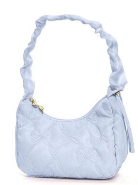 LoveShackFancy Pale Blue Quilted Shoulder Bag with Twisted Strap